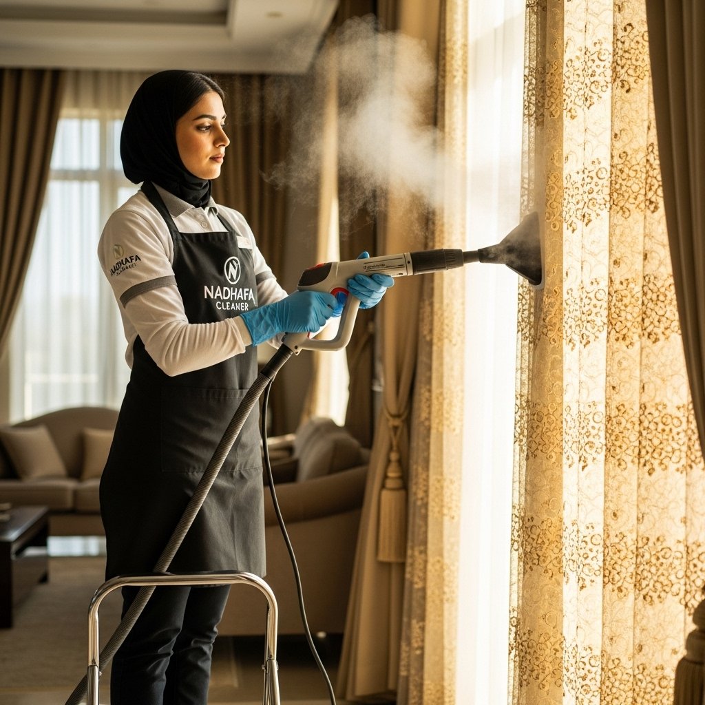 Vacuuming curtain dust