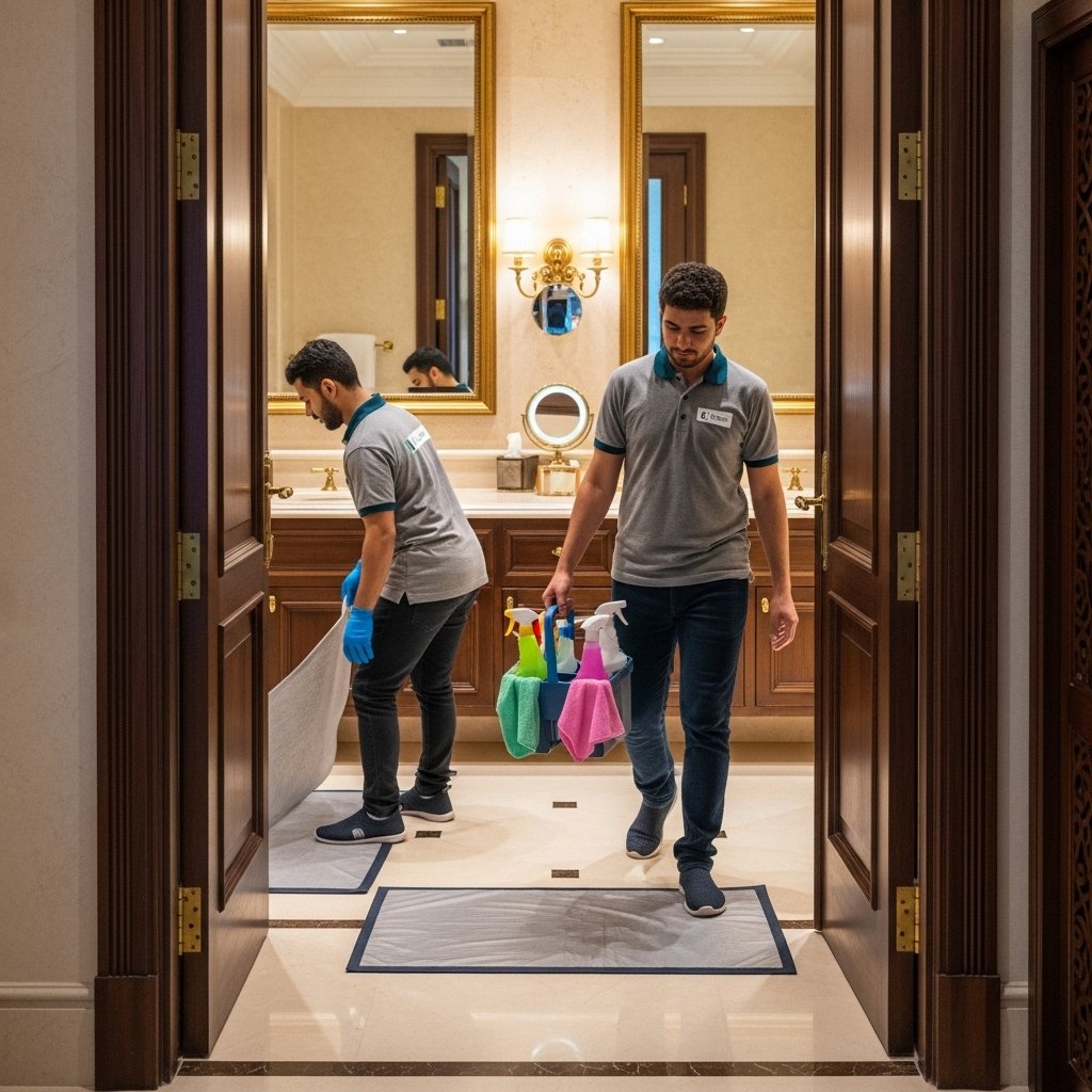 Team Preparation for Bathroom Cleaning